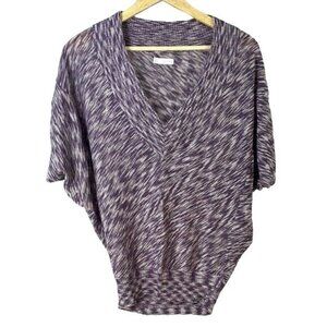 2/$15 Hinge Short Sleeve Sweater Purple XS Space Dye Geo Dolman Sleeve Batwing